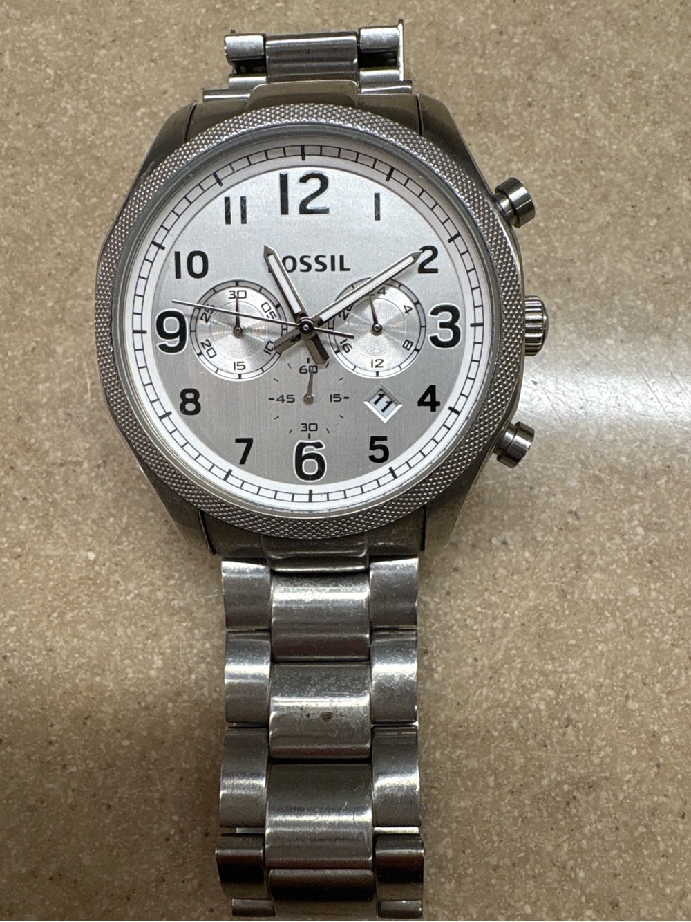 Fossil Silver-Tone Stainless Steel Chronograph Watch
